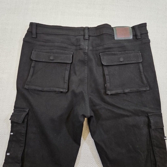 Serenede Cybercloud Men's Black Cargo Jeans Slim Fit Pants - Size 42 Denincore - Picture 14 of 15